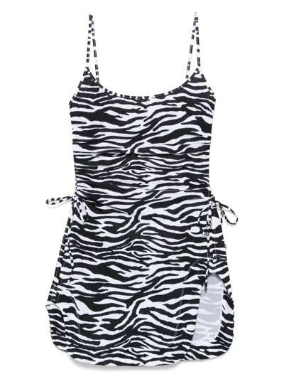 Attico Zebra Beach Cover-up In Stretch Fabric In Animal Print