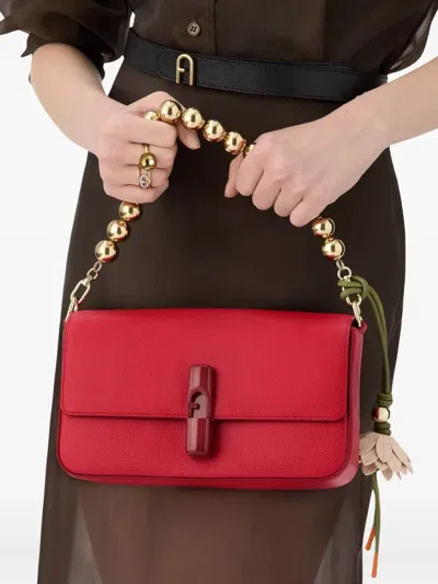 Furla Iride Small Red Leather Crossbody Bag