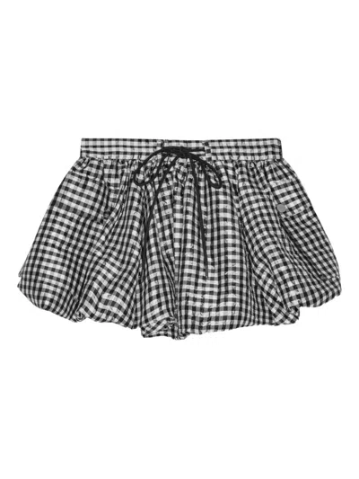 Ganni Skirt With Balloon Effect And Gingham Pattern In Multi