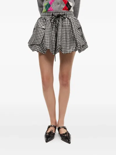 Ganni Skirt With Balloon Effect And Gingham Pattern In Multi