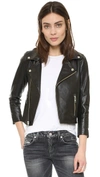 Ganni Passion Leather Biker Jacket In Black