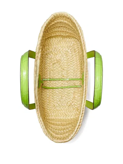 Tory Burch Small Ella Straw Basket Bag In Green