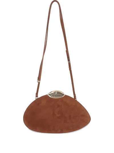 Benedetta Bruzziches Belle De Jour Logo Debossed Clutch Bag In Brown