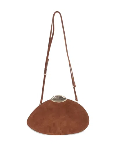 Benedetta Bruzziches Belle De Jour Logo Debossed Clutch Bag In Brown
