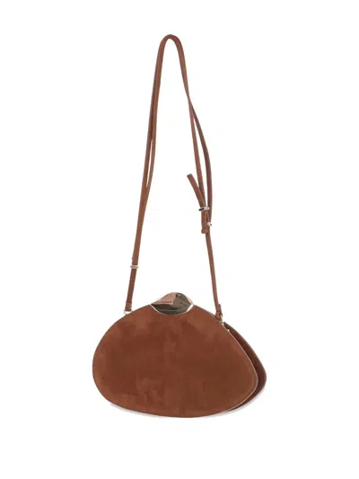 Benedetta Bruzziches Belle De Jour Logo Debossed Clutch Bag In Brown