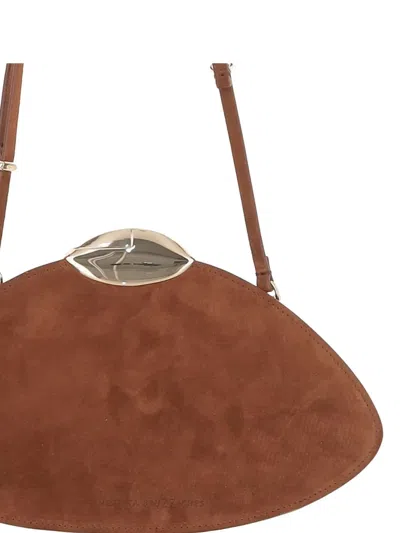 Benedetta Bruzziches Belle De Jour Logo Debossed Clutch Bag In Brown