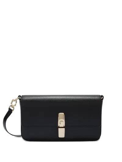 Furla Iride Clasp-fastening Leather Shoulder Bag In Black