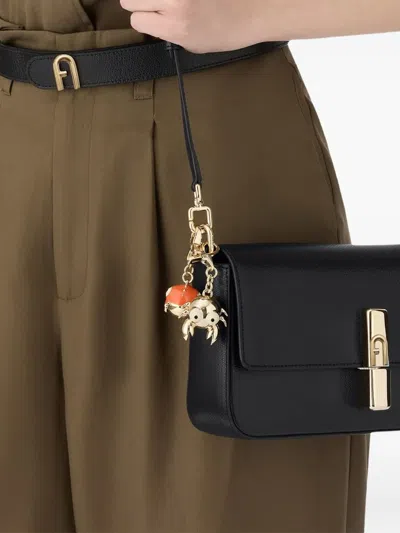 Furla Iride Clasp-fastening Leather Shoulder Bag In Black