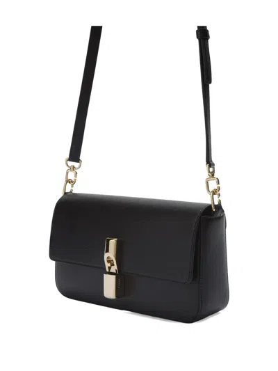 Furla Iride Clasp-fastening Leather Shoulder Bag In Black