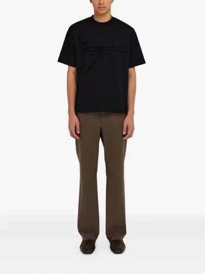 Ferragamo Crew Neck Graphic Print Short Sleeves T-shirt In Black