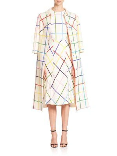 Shop Mary Katrantzou Benatar Rainbow Grid Wool Coat In Multigrid