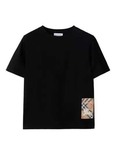 Burberry Black Cotton T-shirt In Black