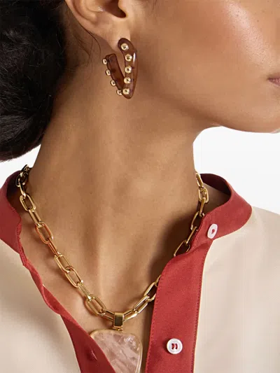 La Doublej Dew Earrings Mini Solid Tobacco In Brown