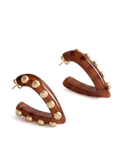 La Doublej Dew Earrings Mini Solid Tobacco In Brown