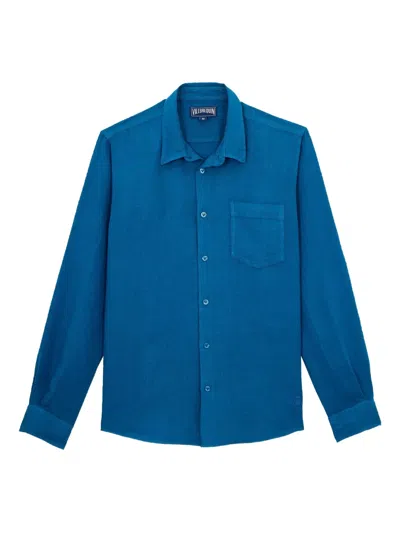 Vilebrequin Caroubis Linen Shirt In Blue