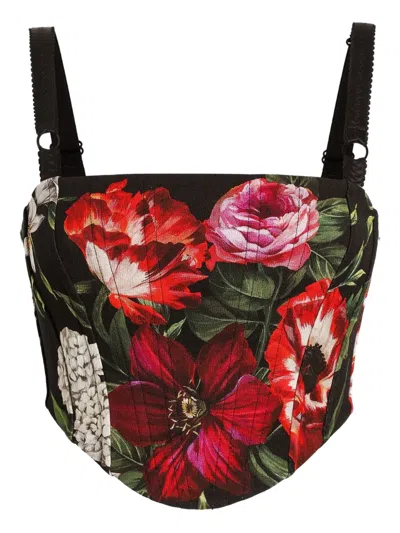 Dolce & Gabbana Floral-printed Rayon Corset Top