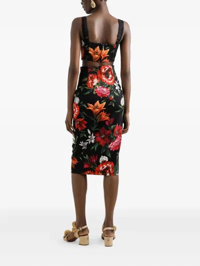 Dolce & Gabbana Floral-printed Rayon Corset Top