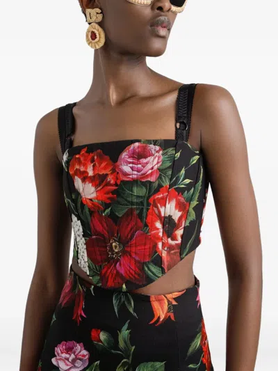 Dolce & Gabbana Floral-printed Rayon Corset Top