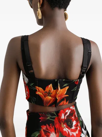 Dolce & Gabbana Floral-printed Rayon Corset Top