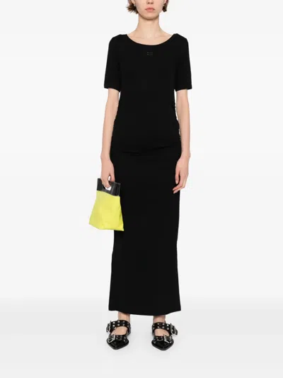 Ganni Black Soft Cotton Rib Dress