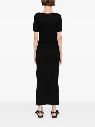 Ganni Black Soft Cotton Rib Dress