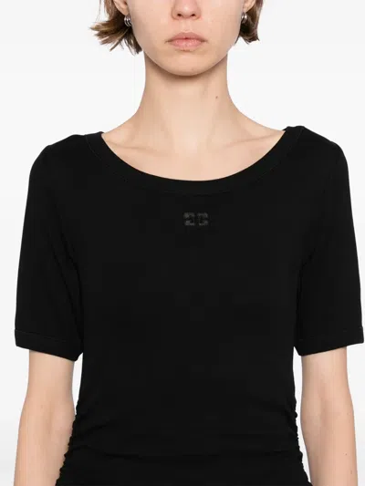 Ganni Black Soft Cotton Rib Dress