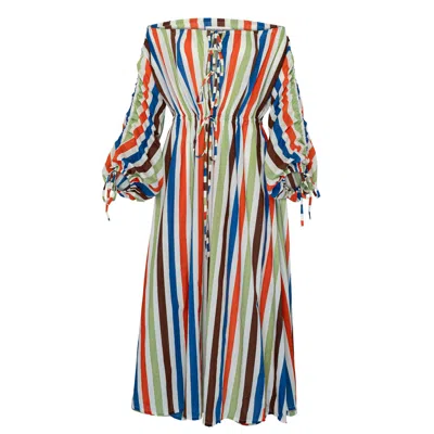 State Of Georgia Women's Salt And Sea Maxi Beach Dress Coolio Stripes