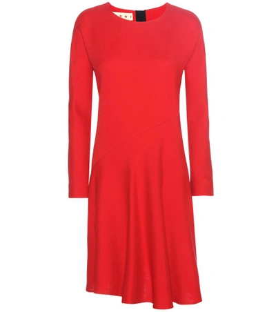 Marni Wool And Silk-crêpe Dress In Red