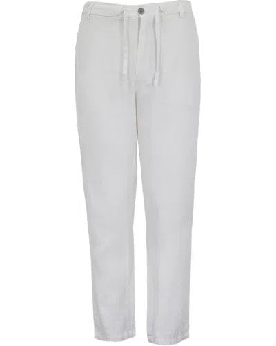 Lords Of Harlech Solid Linen Drawstring Pant In White