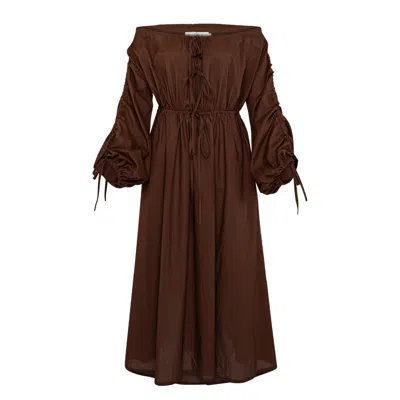 State Of Georgia Women's Brown Salt And Sea Maxi Beach Dress Chocolate