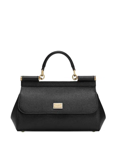 Dolce & Gabbana Black Medium Sicily Handbag In Black