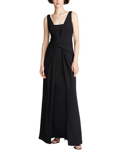 Halston Erica Fluid Crepe Gown In Black