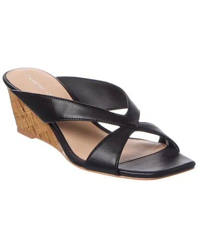 Stuart Weitzman Miami 50 Leather Wedge Sandal In Black