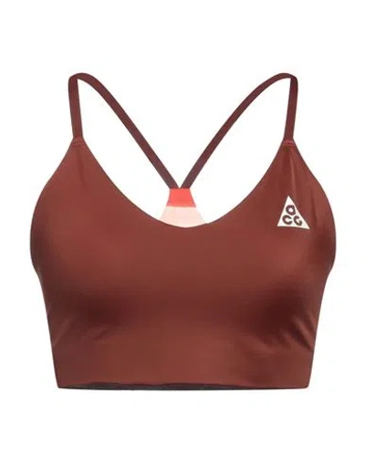 Nike Acg Woman Top Brown Size L Nylon, Elastane, Econyl