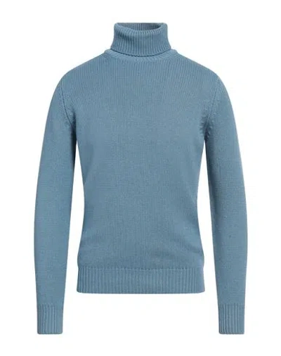 Filippo De Laurentiis Man Turtleneck Slate Blue Size 42 Merino Wool In Blue