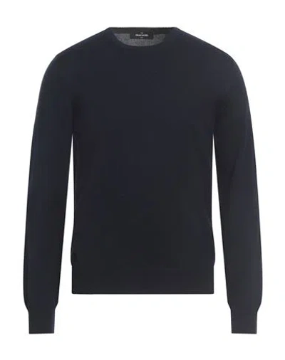 Gran Sasso Man Sweater Midnight Blue Size 44 Virgin Wool In Blue