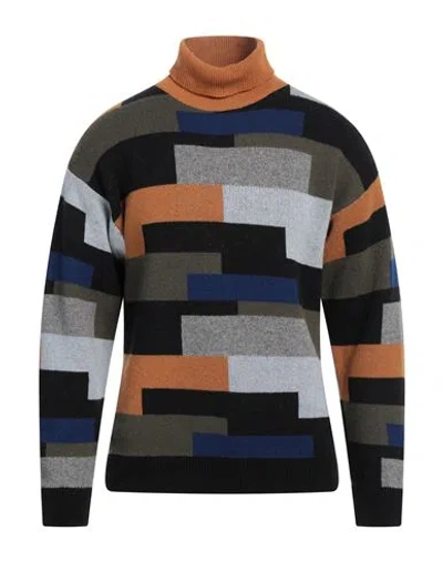 Sun House Man Turtleneck Camel Size Xl Wool, Polyamide
