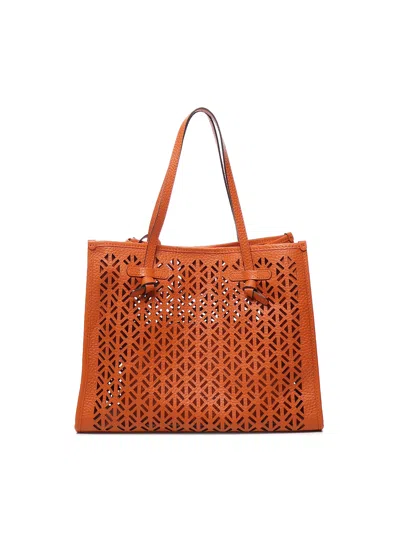 Gianni Chiarini Marcella Shopping Bag In Double Bubble Leather In Red