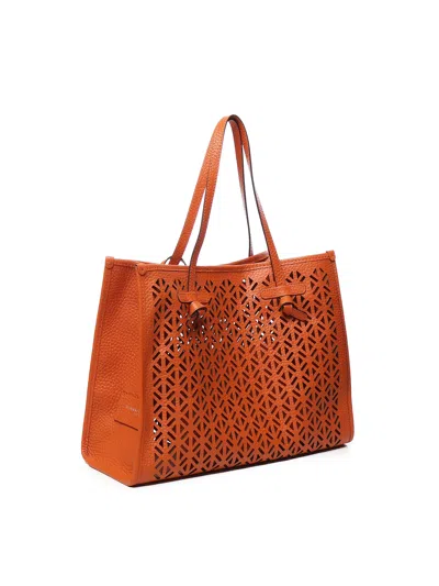 Gianni Chiarini Marcella Shopping Bag In Double Bubble Leather In Red