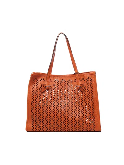 Gianni Chiarini Marcella Shopping Bag In Double Bubble Leather In Red