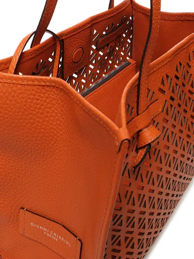 Gianni Chiarini Marcella Shopping Bag In Double Bubble Leather In Red