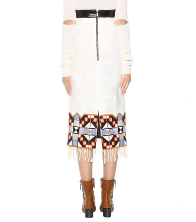 Shop Teatum Jones Florence Embroidered Merino Wool Skirt In Multi Coloured
