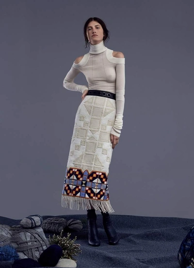 Shop Teatum Jones Florence Embroidered Merino Wool Skirt In Multi Coloured