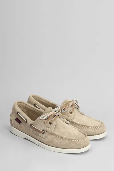 Sebago 'portland Dockside' Beige Loafers With Decorative Laces On The Sides And Contrasting Stitching