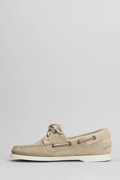 Sebago 'portland Dockside' Beige Loafers With Decorative Laces On The Sides And Contrasting Stitching