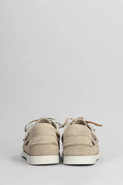 Sebago 'portland Dockside' Beige Loafers With Decorative Laces On The Sides And Contrasting Stitching