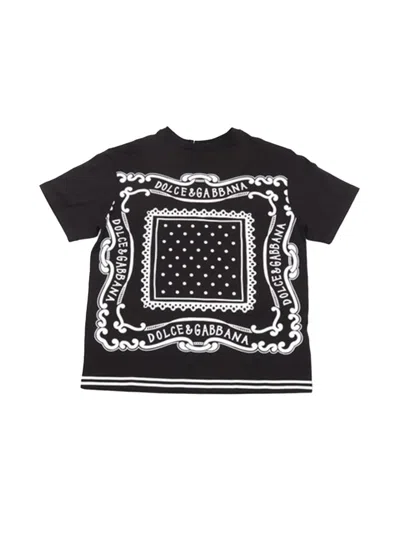 Dolce & Gabbana Black T-shirt For Boy With Bandana Print