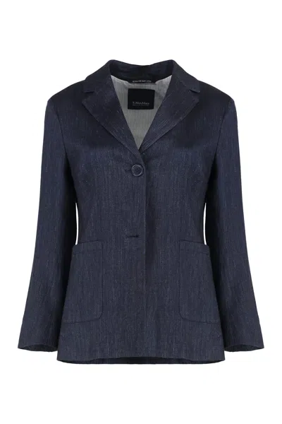 S Max Mara 'derna' Blue Linen-blend Jacket