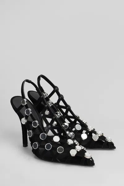 Attico 105mm Grid Rhinestone-embellished Pumps In Black