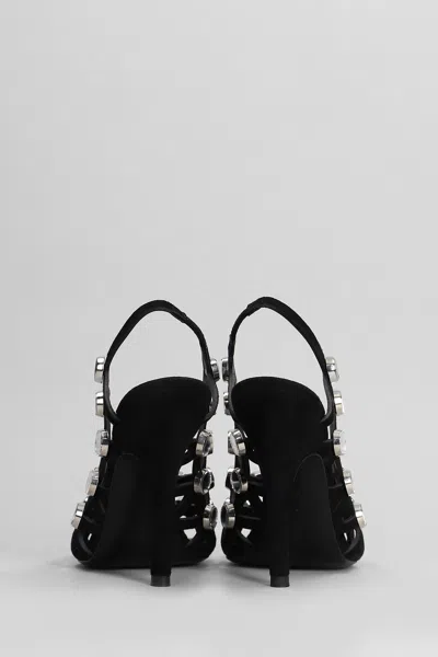 Attico 105mm Grid Rhinestone-embellished Pumps In Black